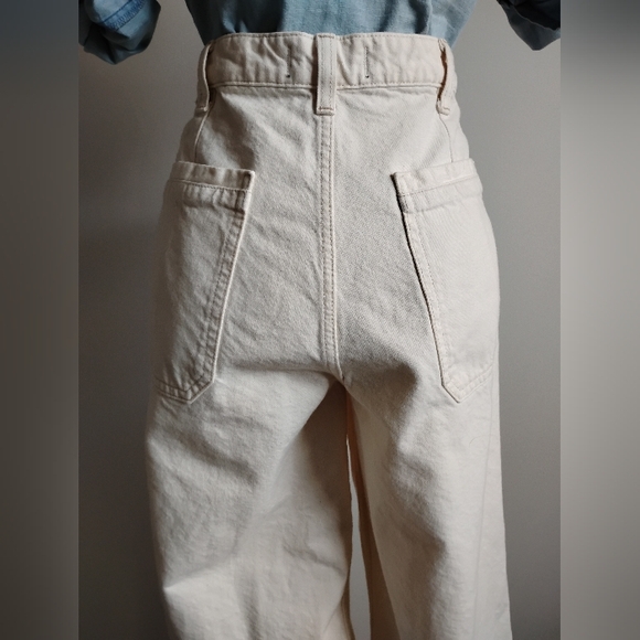 We The Free Palmer Mid Rise Eggshell White Patch Pocket Wide Leg Jeans Size 30 - Picture 7 of 15